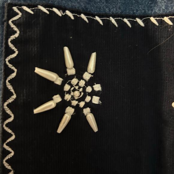 Carolina Blues Plus Denim Top Vest SZ 20 Sleeveless Applique Patchwork Snow Boho - Picture 6 of 12